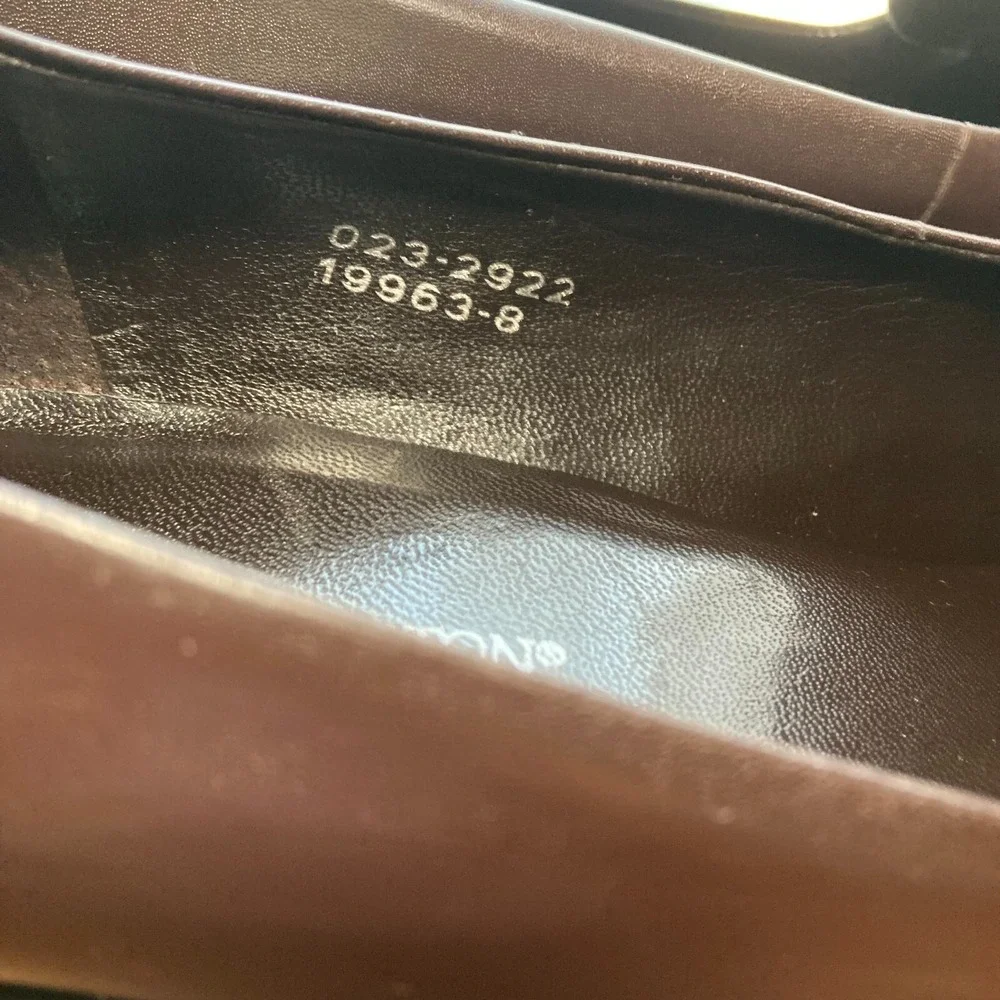 VTG Worthington Embossed Dark Brown Leather Chunky Block Heel Womens 7.5 Y2k